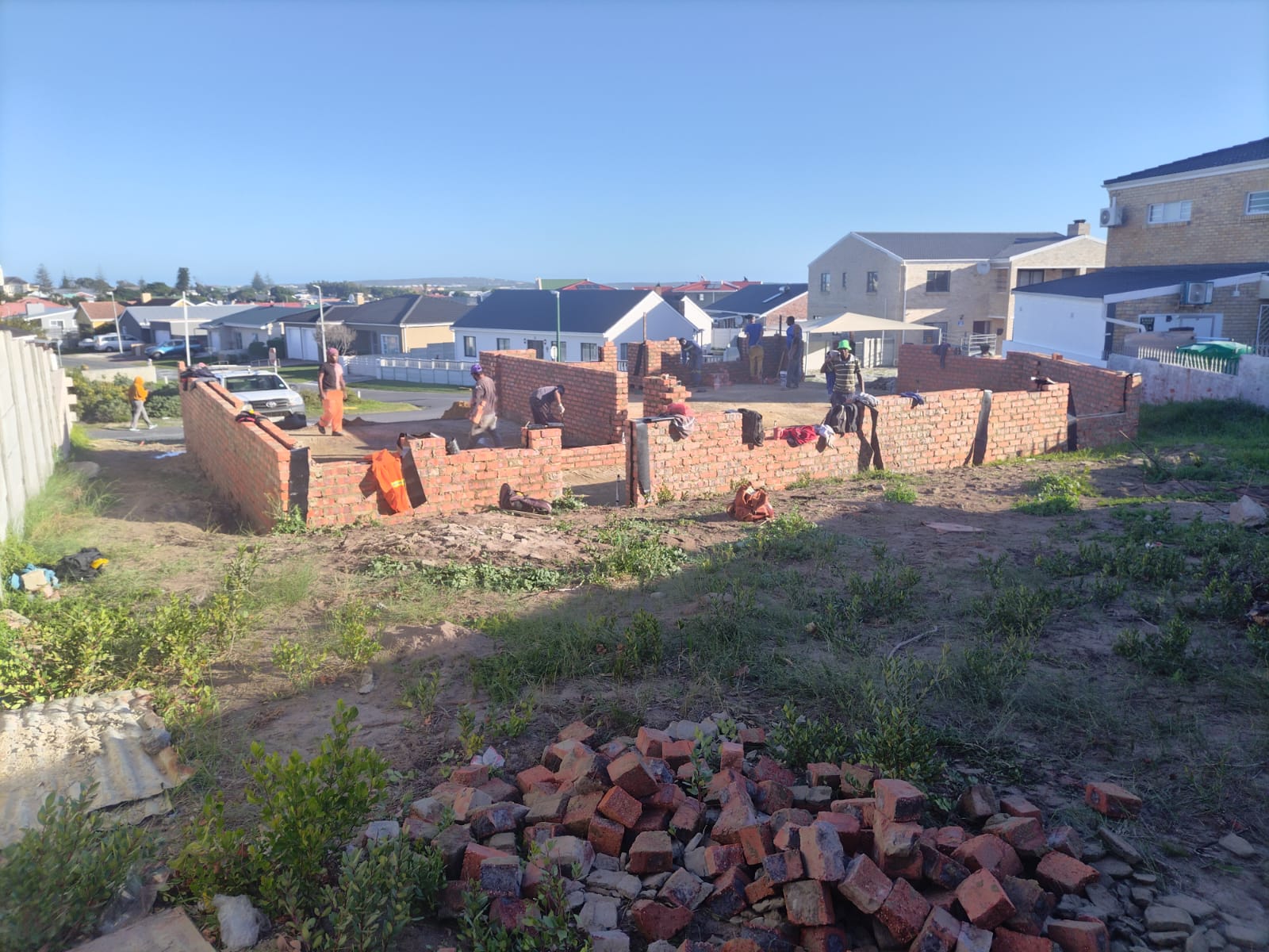 New build site with foundation walls going up in a coastal suburb